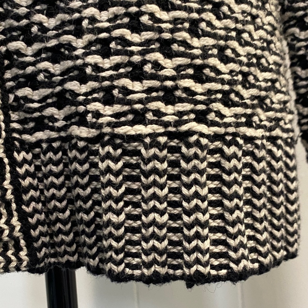 Talbots Cardigan | Open Front | Black White Textured Knit | Size S - Picture 6 of 11